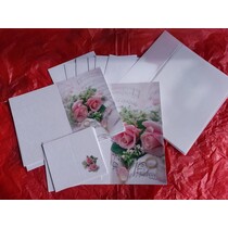 Edeles Kartenset zu festliche Anlässe, Eheringe mit rosa Rosen