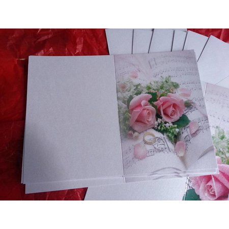 BASTELSETS / CRAFT KITS: Edeles de cartas para ocasiones festivas, anillos de bodas con rosas de color rosa