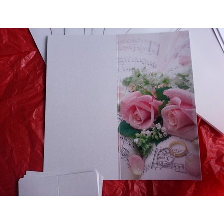 BASTELSETS / CRAFT KITS: Edeles Kartenset zu festliche Anlässe, Eheringe mit rosa Rosen