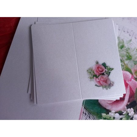 BASTELSETS / CRAFT KITS: Edeles de cartões para ocasiões festivas, anéis de casamento com rosas cor de rosa