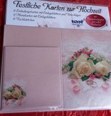 BASTELSETS / CRAFT KITS: Edeles Kartenset zu festliche Anlässe, Eheringe mit weissen Rosen