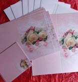 BASTELSETS / CRAFT KITS: Edeles Kartenset zu festliche Anlässe, Eheringe mit weissen Rosen