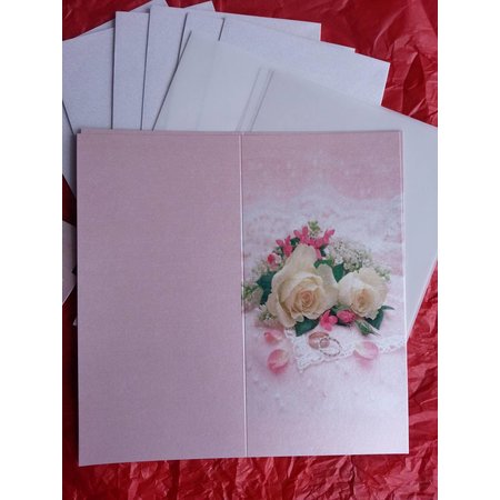 BASTELSETS / CRAFT KITS: Edeles di carte per occasioni festive, anelli di nozze con rose bianche