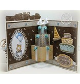 Joy!Crafts und JM Creation Stansing og preging sjablong mal La oss Partiet