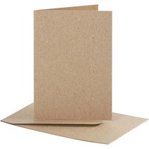 Set: kort og konvolutter, kort størrelse 7,5x10,5 cm, natur