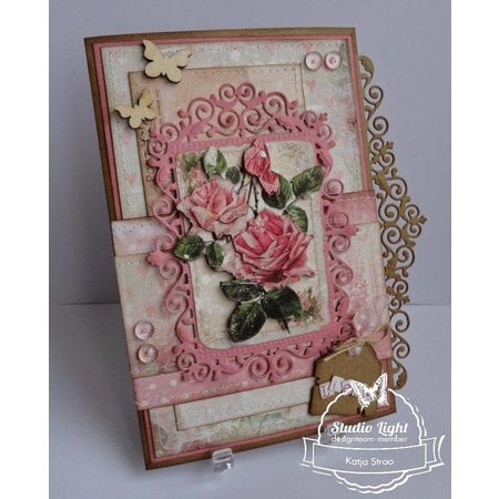 Joy!Crafts und JM Creation Bastel DICA: perfuração - e stencil estampagem, quadro superior e 3 cantos