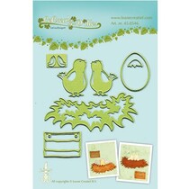 Leabilities, stampen - en embossing stencil Jonge vogels met nest
