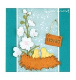 Leane Creatief - Lea'bilities Leabilities, stamping - and embossing stencil Young birds with nest