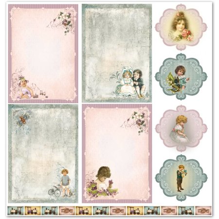 Designer Papier Scrapbooking: 30,5 x 30,5 cm Papier Designpapier "Kinder / Baby 4" Nostalgie Pur!
