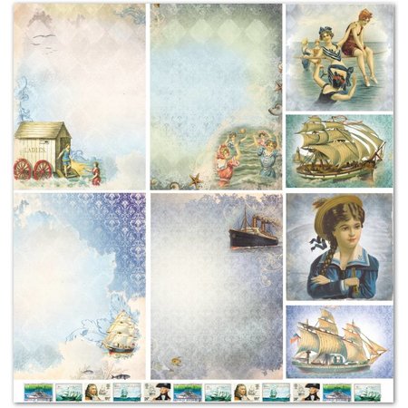 Designer Papier Scrapbooking: 30,5 x 30,5 cm Papier Design paper "Maritime"