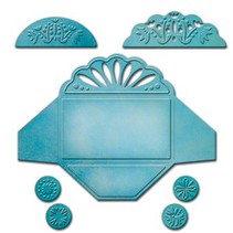 Spellbinders, stempelen en Embossing Stencil, Shapeabilities voor 3 verschillende mini envelop