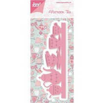 Joy Crafts, stampen - en embossing stencil grens met koffie dienst