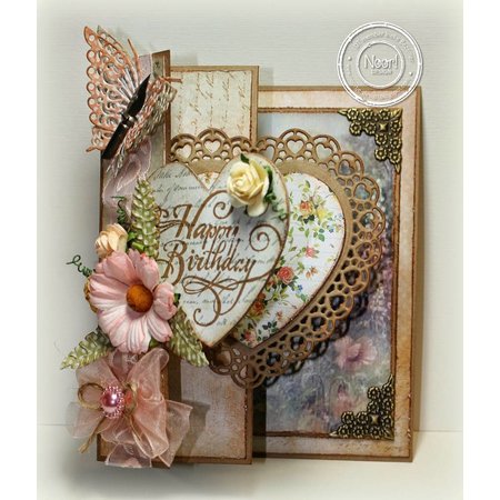 Joy!Crafts und JM Creation Alegria Artesanato, estamparia - e embossing stencil, coração Filigranes com borboleta