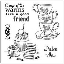 Clear stamps, topic: Coffee Set