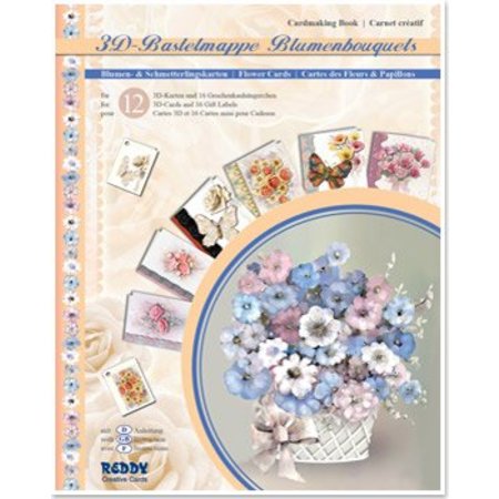 BASTELSETS / CRAFT KITS: 3D craft wallet flower bouquets, flowers for the design of 12 cards