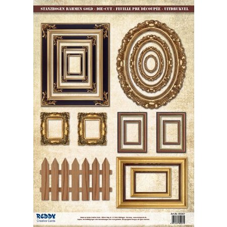 Embellishments / Verzierungen Die quadro de imagem Folhas soltas, com ouro, 17 partes