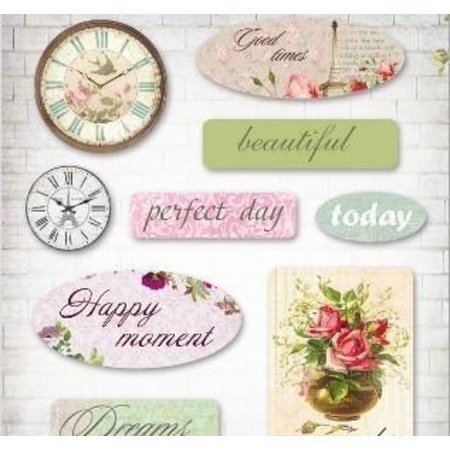 Embellishments / Verzierungen Luksus 3D utsmykking, Epoxy Stickers fransk Journey, 9 emner