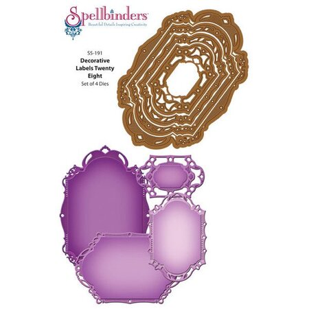 Spellbinders und Rayher Punch - en embossing stencil, Nestabilities decoratieve Labels Twenty-Eight