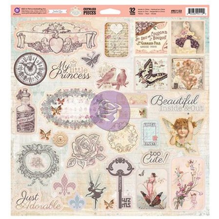 Prima Marketing und Petaloo Chipboard Princess 32 Teile