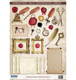 Embellishments / Verzierungen Die cut ark med tilbehør fra kartong, A4