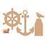 Objekten zum Dekorieren / objects for decorating MDF set Maritime, Anker/Poller/Ruderrad