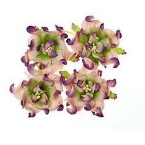 Gardenia 5 cm, 4 pieces, 2 colors, Lilla / green