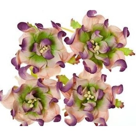 BLUMEN (MINI) UND ACCESOIRES Gardenia 5 cm, 4 pezzi, 2 colori, Lilla / verde