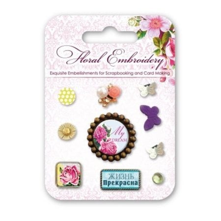 Embellishments / Verzierungen Dekorative Brads mit Blumenmotive und Schmetterlinge, 10 Stück