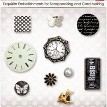 Brads decorativos con Uhre, mariposas y flores, 10 partículas