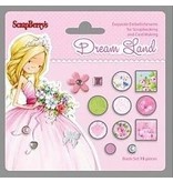 Embellishments / Verzierungen 15 decoratieve brads, roze / groene tinten