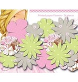 Embellishments / Verzierungen Carta stampata fiori, fiori Dreamland, colori delicati, 24 pezzi