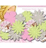 Embellishments / Verzierungen Papers Gedrukte bloemen, Dreamland bloemen, delicate kleuren, 24 stuks