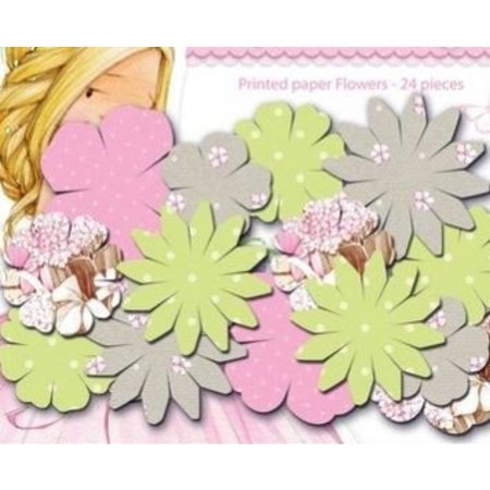 Embellishments / Verzierungen Papers Printed flowers, Dreamland flowers, delicate colors, 24 pieces