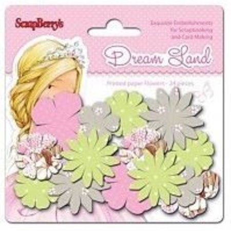 Embellishments / Verzierungen Papers Gedrukte bloemen, Dreamland bloemen, delicate kleuren, 24 stuks