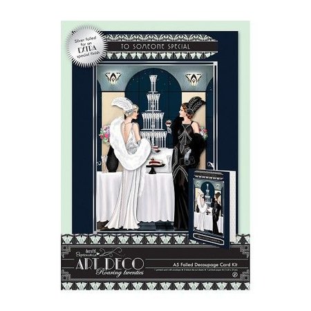 Docrafts / Papermania / Urban A5 Decoupage Card Kit Foiled - Art Deco - Champagne