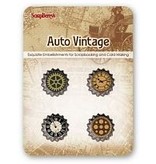 Embellishments / Verzierungen ScrapBerry's Set Of Metal Cork Car Vintage