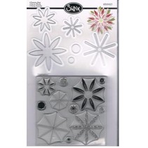 Stamping and Embossing stencil, Sizzix punch Framelits with stamp set flowers star 17tlg Set