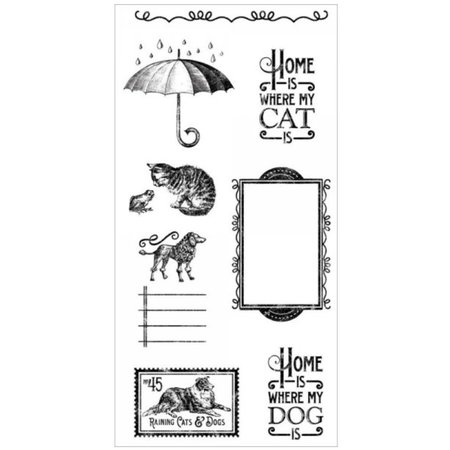 Graphic 45 Rubber Stempel, Raining Cats & Dogs