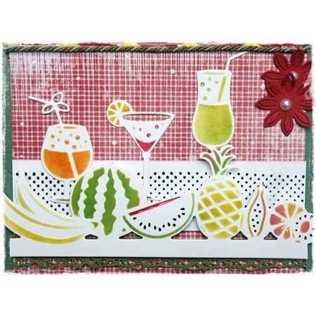Joy!Crafts und JM Creation Punching and embossing stencil border with fruits