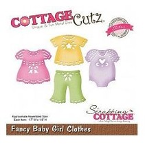 Perforación y la plantilla de estampado CottageCutz: ropa de la muchacha del bebé