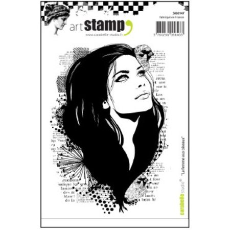 Stempel / Stamp: Transparent Carimbo de borracha, la femme aux oiseaux