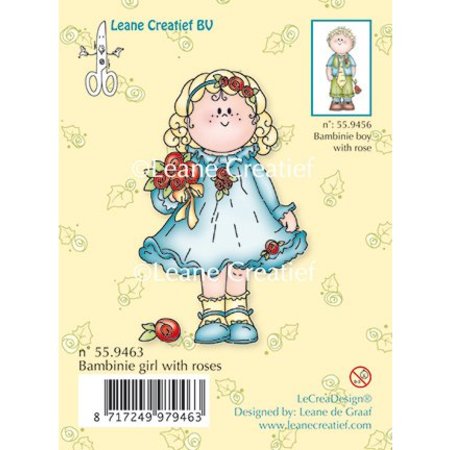 Leane Creatief - Lea'bilities Timbri trasparenti, Bambini ragazza con le rose