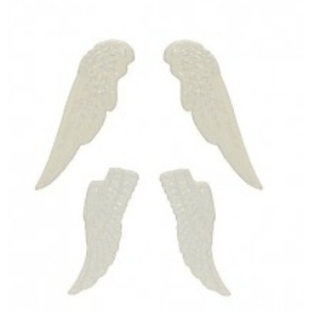 Embellishments / Verzierungen Establecer alas de metal, 4 piezas, blanco