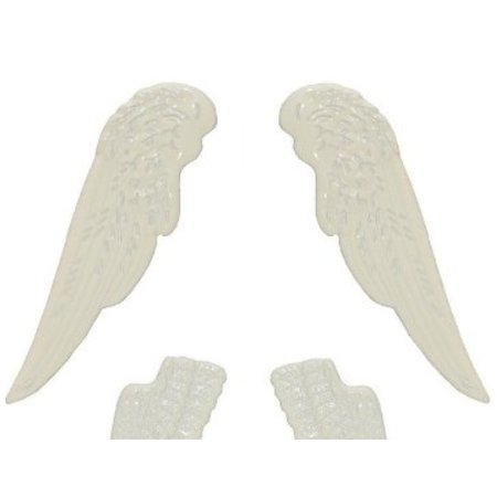 Embellishments / Verzierungen Establecer alas de metal, 4 piezas, blanco
