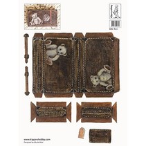 2 Decoupage sheet A4, nostalgia suitcase in dark and light brown