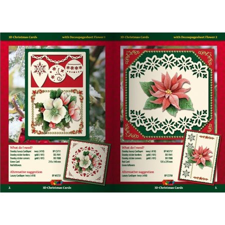 KARTEN und Zubehör / Cards A5 Bastelbuch para 6 tarjetas de Navidad 3D + 6 Tarjeta Layouts