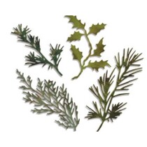 Stempling og prægning stencil, Sizzix thinlits, Sæt med 4 grene med blade