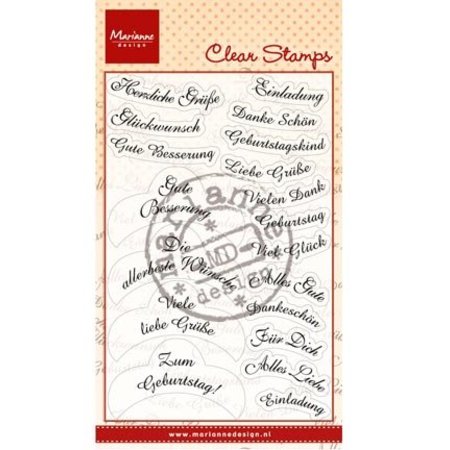 Marianne Design Transparent Stamp Texte: 14 Wishes en allemand
