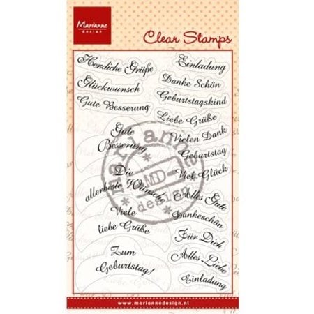 Marianne Design Transparente Stamp Texto: 14 Wishes em alemão