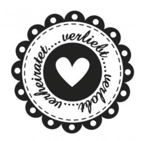 Stempel / Stamp: Holz / Wood Holzstempel, texto em alemão, tópico: Wedding